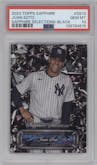Juan Soto from the 2024 Topps Chrome Update Sapphire Edition set featuring a Black Sapphire  parallel graded by PSA and given an overall grade of 10.
