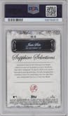 Juan Soto from the 2024 Topps Chrome Update Sapphire Edition set featuring a Black Sapphire  parallel graded by PSA and given an overall grade of 10.