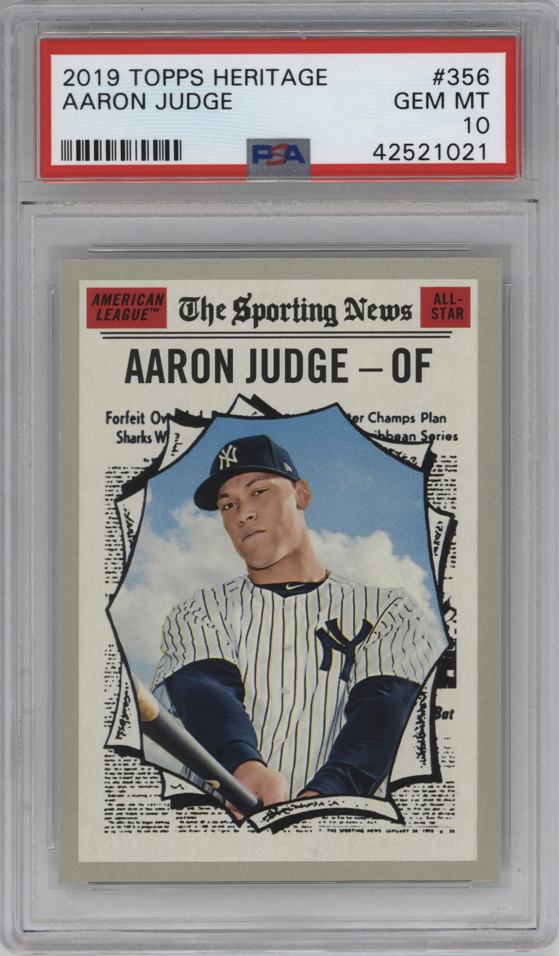 2019 Topps Heritage Aaron Judge #356 PSA 10