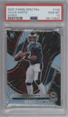 Jalen Hurts from the 2020 Panini Spectra set featuring a Hyper parallel graded by PSA and given an overall grade of 10.