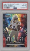 Malik Nabers from the 2024 Panini Prizm Draft Picks set featuring a Red Ice parallel graded by PSA and given an overall grade of 10.