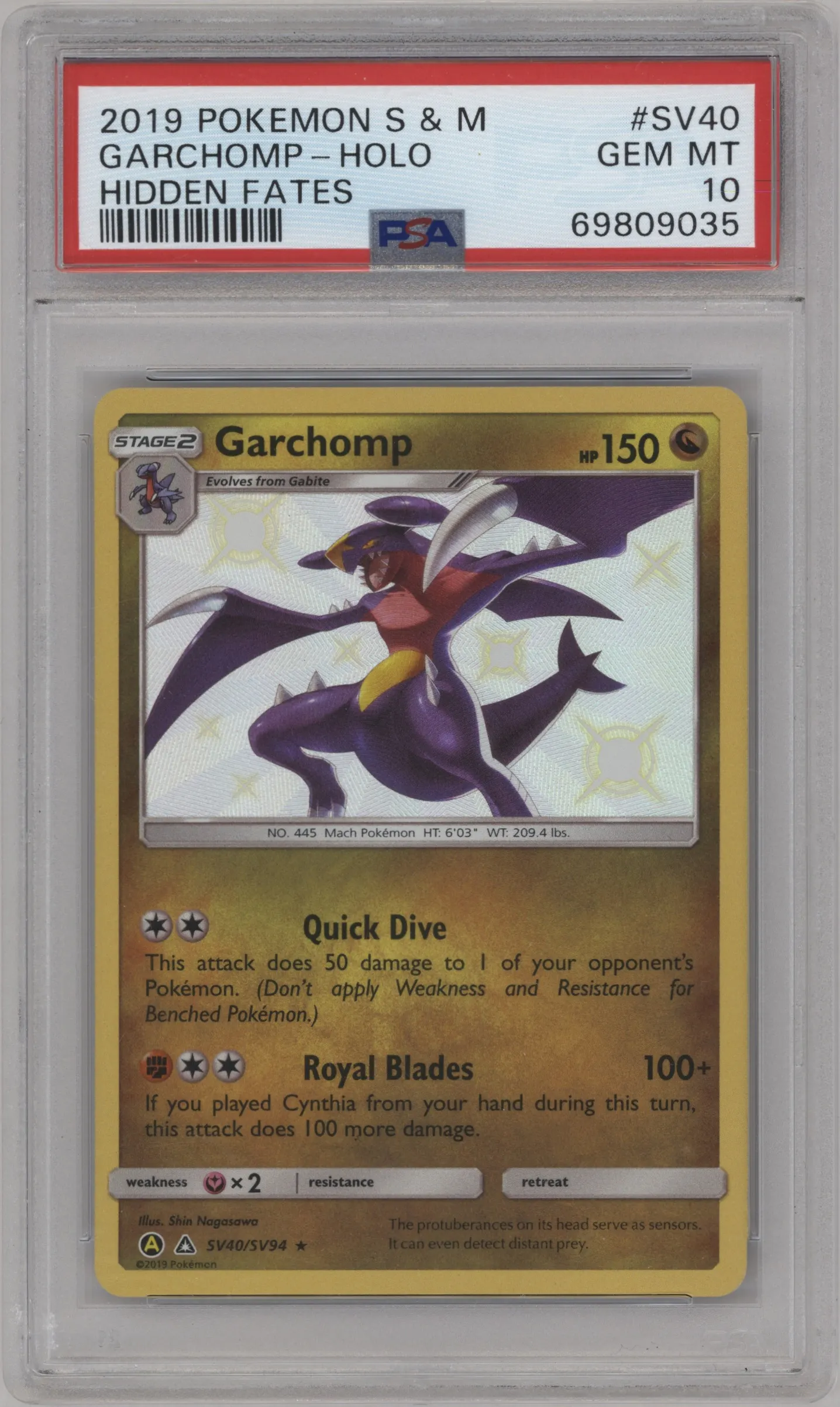 2019 Pokemon S&M Hidden Fates Garchomp #SV40 PSA 10