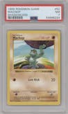 Machop from the 1999 Pokemon set graded by PSA and given an overall grade of 7.