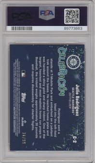 Julio Rodriguez from the 2023 Topps Chrome Update set graded by PSA and given an overall grade of 9.