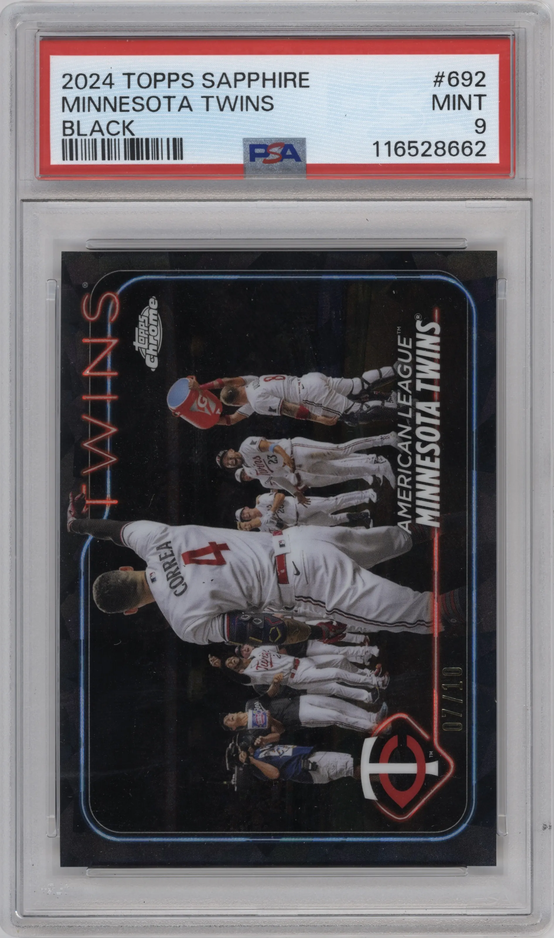 2024 Topps Chrome Sapphire Minnesota Twins Black Sapphire #692 PSA 9