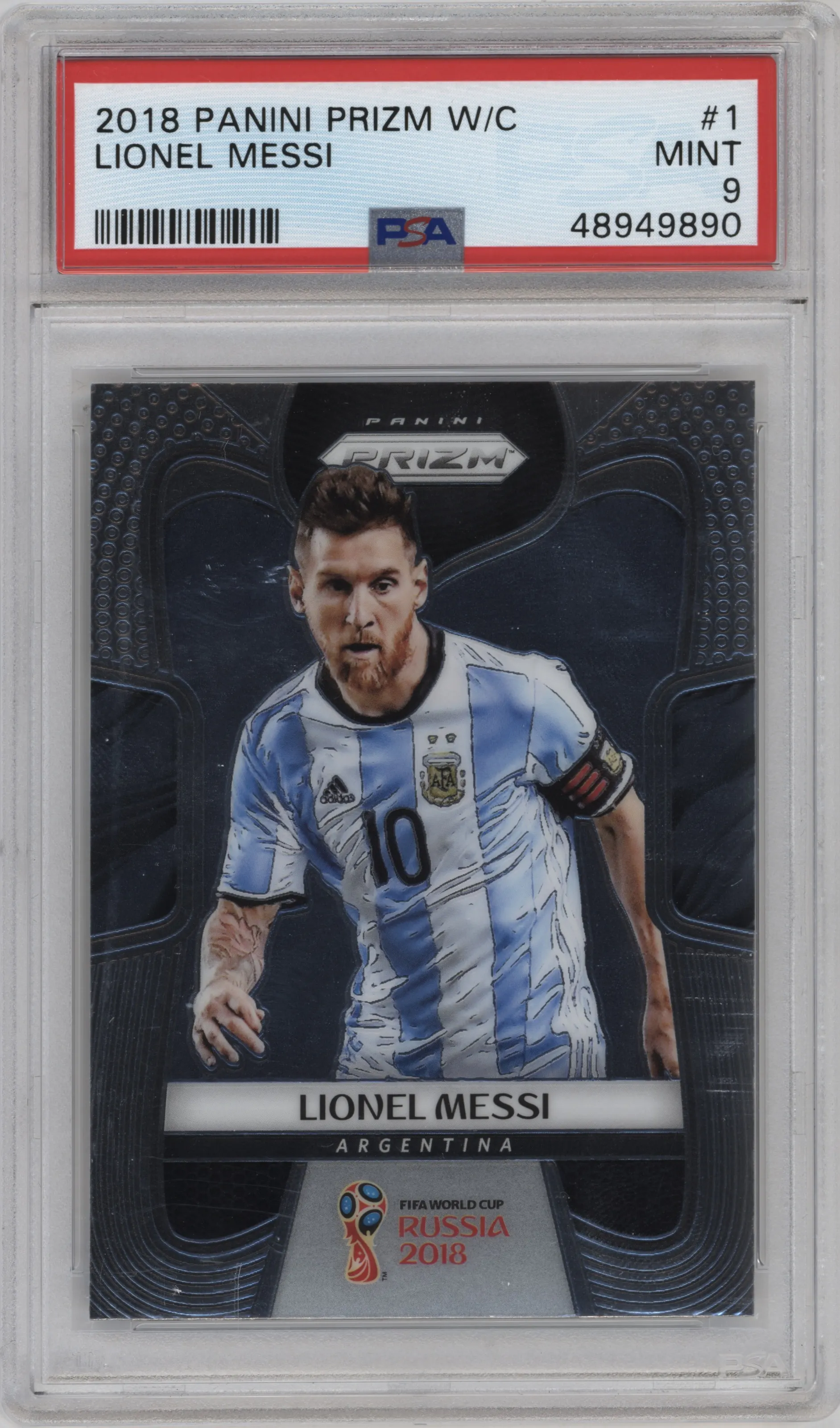 2018 Panini Prizm World Cup Lionel Messi PSA 9