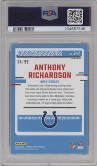 Anthony Richardson from the 2023 Donruss Optic set featuring a Red parallel graded by PSA and given an overall grade of 9.