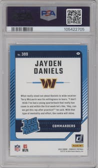 Jayden Daniels from the 2024 Donruss set graded by PSA and given an overall grade of 9.