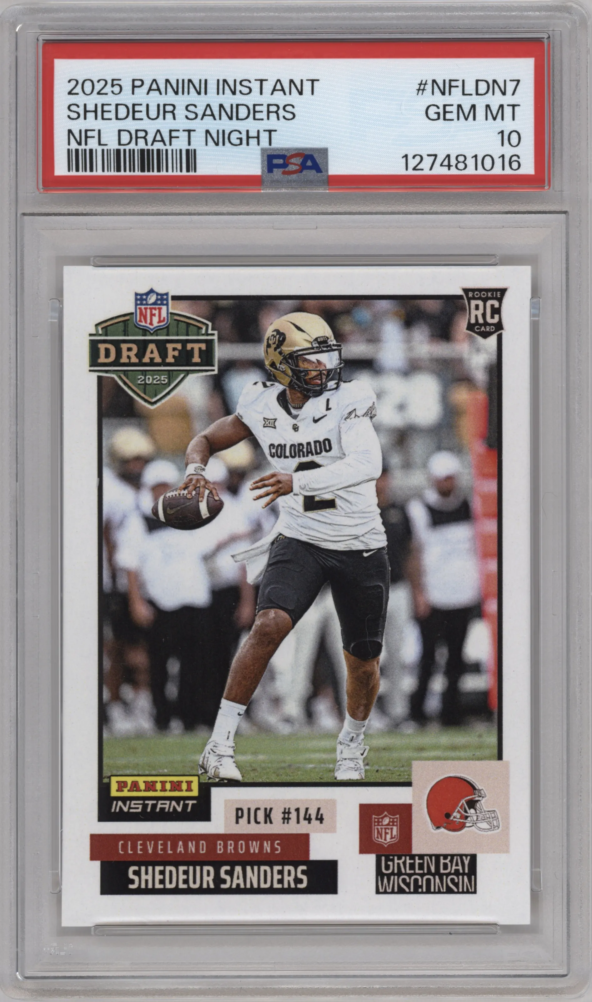 2025 Panini Instant NFL Draft Night Shedeur Sanders #NFLDN-7 PSA 10