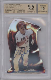 Mike Trout from the 2014 Bowman Chrome set graded by Beckett and given an overall grade of 9.5.