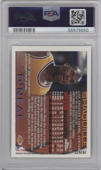 Shaquille O'Neal from the 1996-97 Topps Chrome set graded by PSA and given an overall grade of 9.