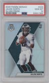 Jalen Hurts from the 2020 Panini Mosaic set featuring a Silver parallel graded by PSA and given an overall grade of 10.