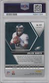 Jalen Hurts from the 2020 Panini Mosaic set featuring a Silver parallel graded by PSA and given an overall grade of 10.