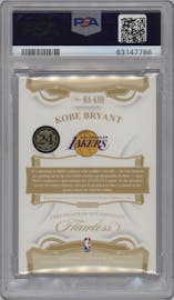 Kobe Bryant from the 2018-19 Panini Flawless set featuring a Gold parallel graded by PSA and given an overall grade of 10.