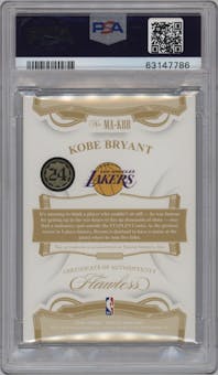 Kobe Bryant from the 2018-19 Panini Flawless set featuring a Gold parallel graded by PSA and given an overall grade of 10.