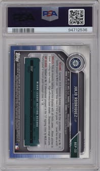Julio Rodriguez from the 2019 Bowman Mega Box set graded by PSA and given an overall grade of 10.