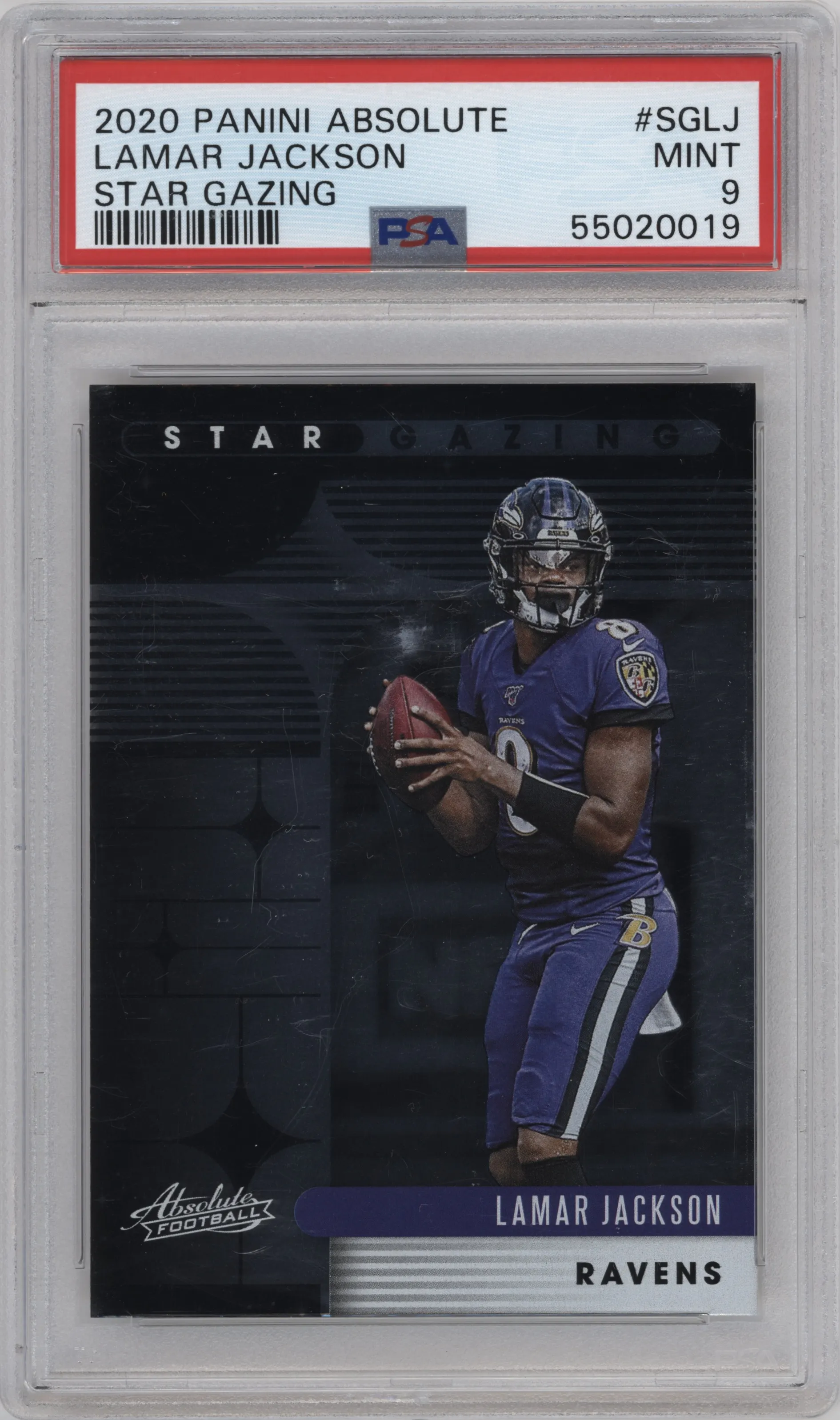 2020 Panini Absolute Star Gazing Lamar Jackson #SG-LJ PSA 9
