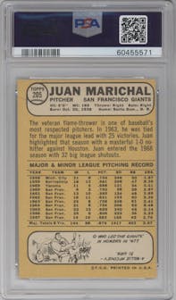 Juan Marichal from the 1968 Topps set graded by PSA and given an overall grade of 7.