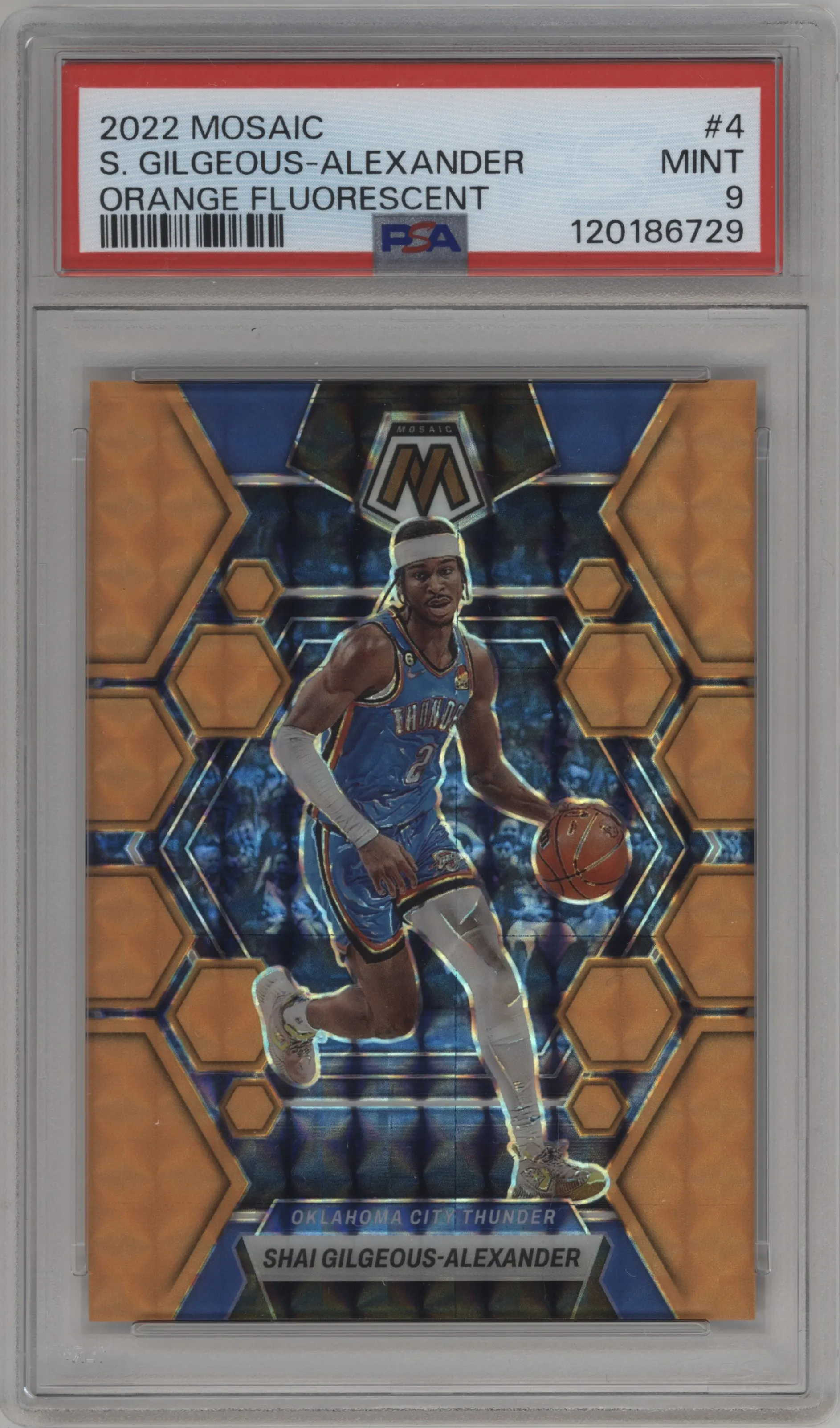 2022 Panini Mosaic Shai Gilgeous-Alexander Orange Fluorescent PSA 9