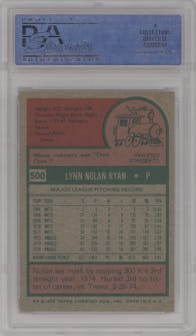 Nolan Ryan from the 1975 Topps set graded by PSA and given an overall grade of 8.