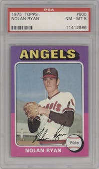 Nolan Ryan from the 1975 Topps set graded by PSA and given an overall grade of 8.