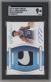 Jaren Jackson Jr. from the 2023-24 Panini Flawless set featuring a Platinum parallel graded by SGC and given an overall grade of 9.
