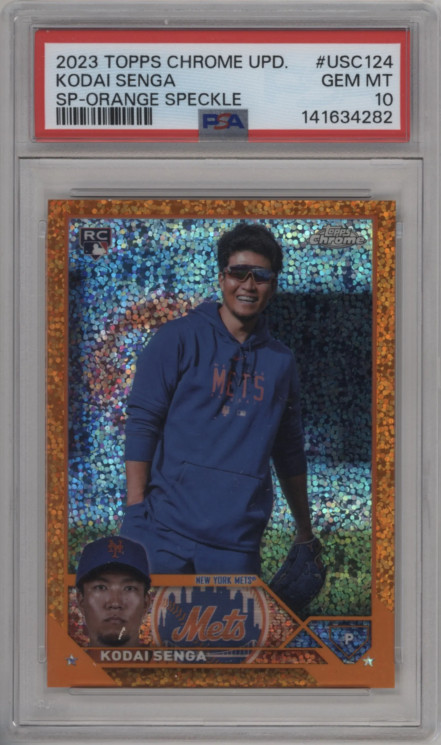 2023 Topps Chrome Update Variation Kodai Senga Orange Speckle Refractor PSA 10