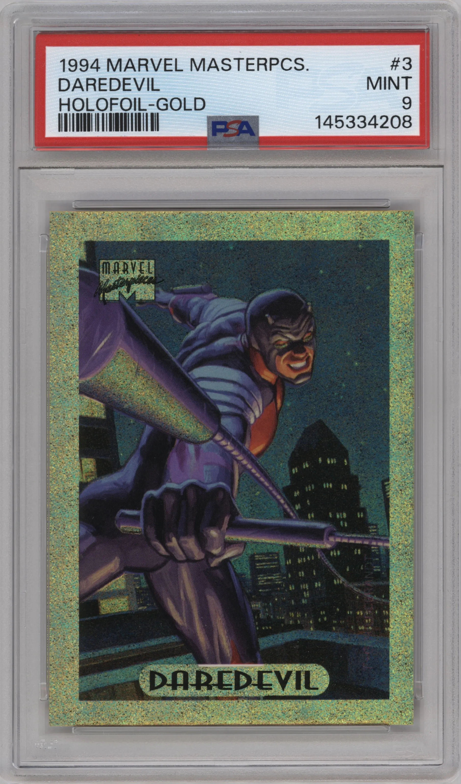 1994 Fleer Marvel Masterpieces Holofoil Daredevil Gold #3 PSA 9