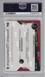 Shohei Ohtani from the 2020 Topps Now Road to Opening Day set featuring a Purple parallel graded by PSA and given an overall grade of 10.
