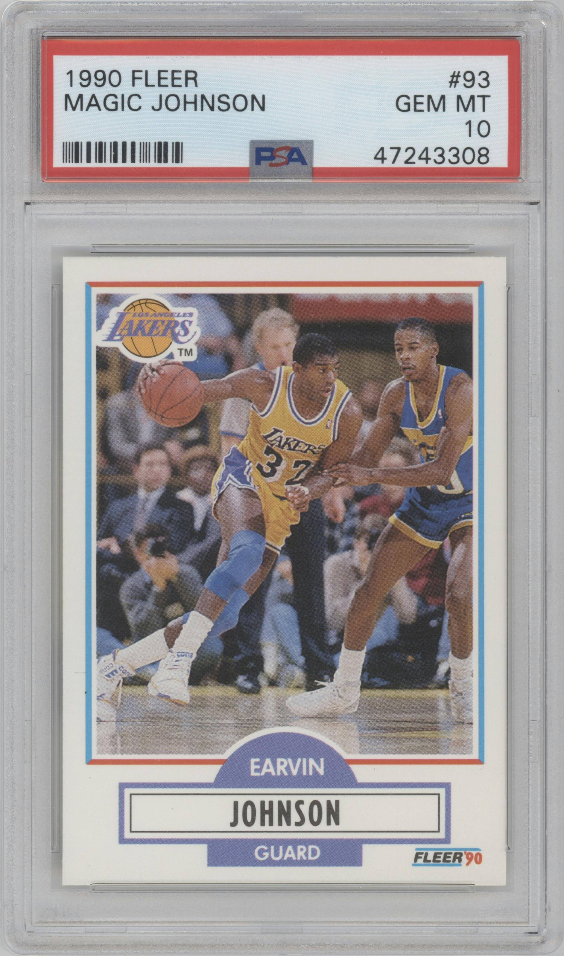 Earvin Johnson from the 1990-91 Fleer set graded by PSA and given an overall grade of 10.