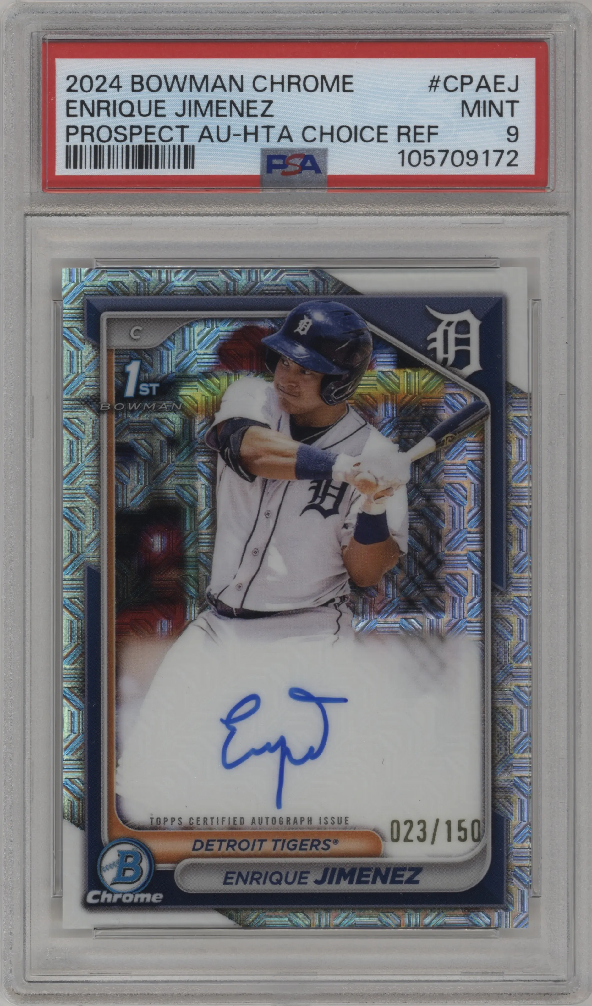 2024 Bowman Chrome Chr.Pros.Auto Enrique Jimenez HTA Choice Refractor PSA 9