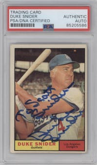 Duke Snider from the 1961 Topps set graded by PSA and given an overall grade of 0.