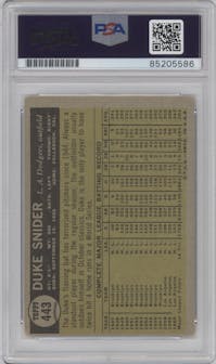 Duke Snider from the 1961 Topps set graded by PSA and given an overall grade of 0.