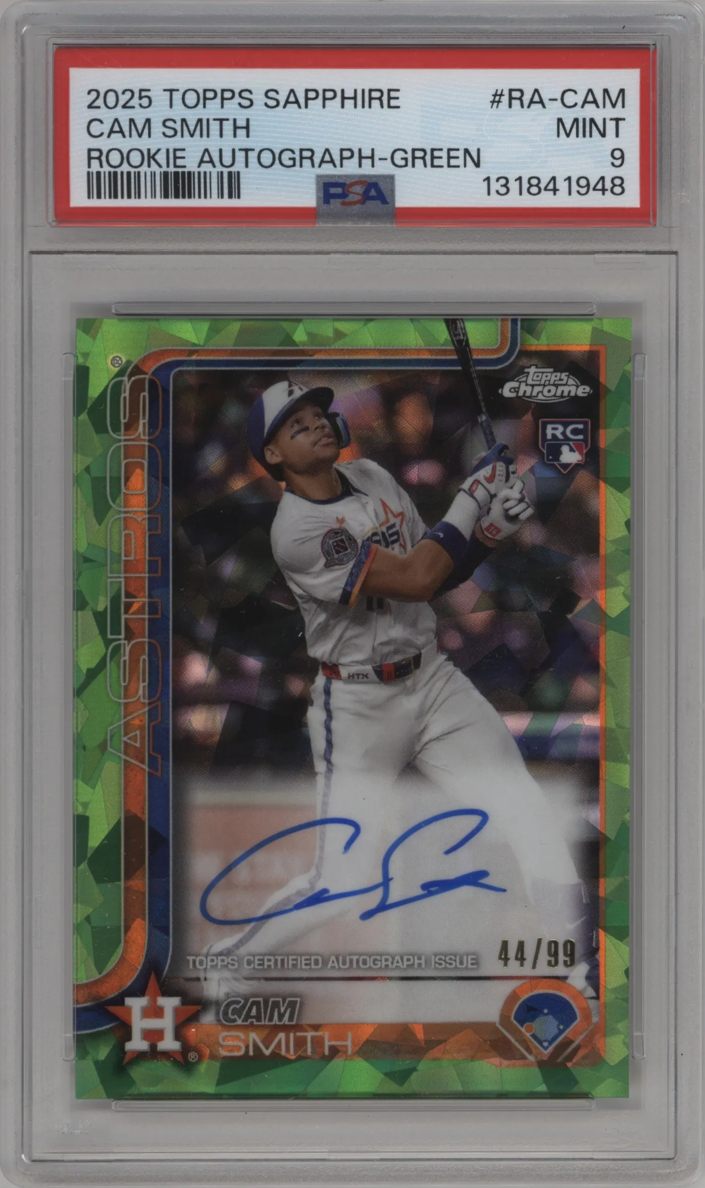 2025 Topps Chrome Sapphire Edition Rke.Auto Cam Smith Green PSA 9