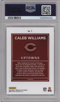 Caleb Williams from the 2024 Donruss Optic set graded by PSA and given an overall grade of 10.