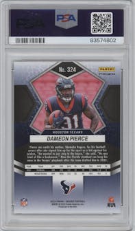 Dameon Pierce from the 2022 Panini Mosaic set featuring a Genesis parallel graded by PSA and given an overall grade of 10.
