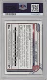 Michael McGreevy from the 2021 Bowman Draft set featuring a Purple Refractor parallel graded by PSA and given an overall grade of 9.