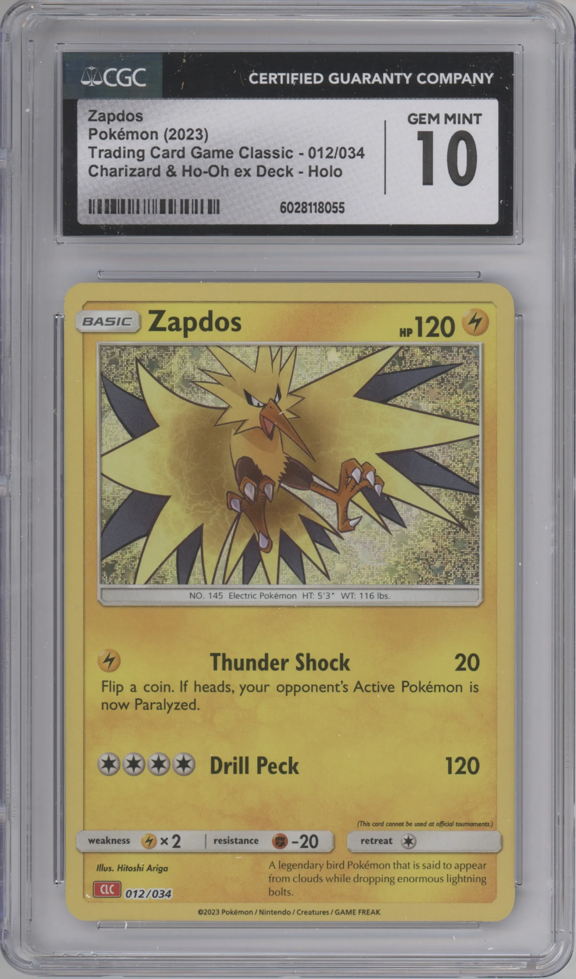 2023 Pokemon CLC Zapdos CGC 10