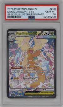 Mega Dragonite ex from the 2026 Pokemon Mega Evolution set graded by PSA and given an overall grade of 10.