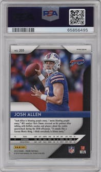 Josh Allen from the 2018 Panini Prizm set featuring a Lazer parallel graded by PSA and given an overall grade of 9.