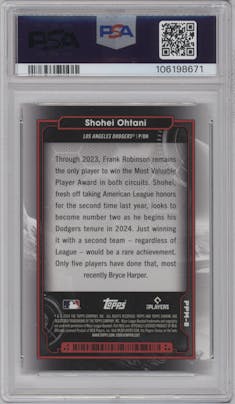 Shohei Ohtani from the 2024 Topps Cosmic Chrome set graded by PSA and given an overall grade of 10.