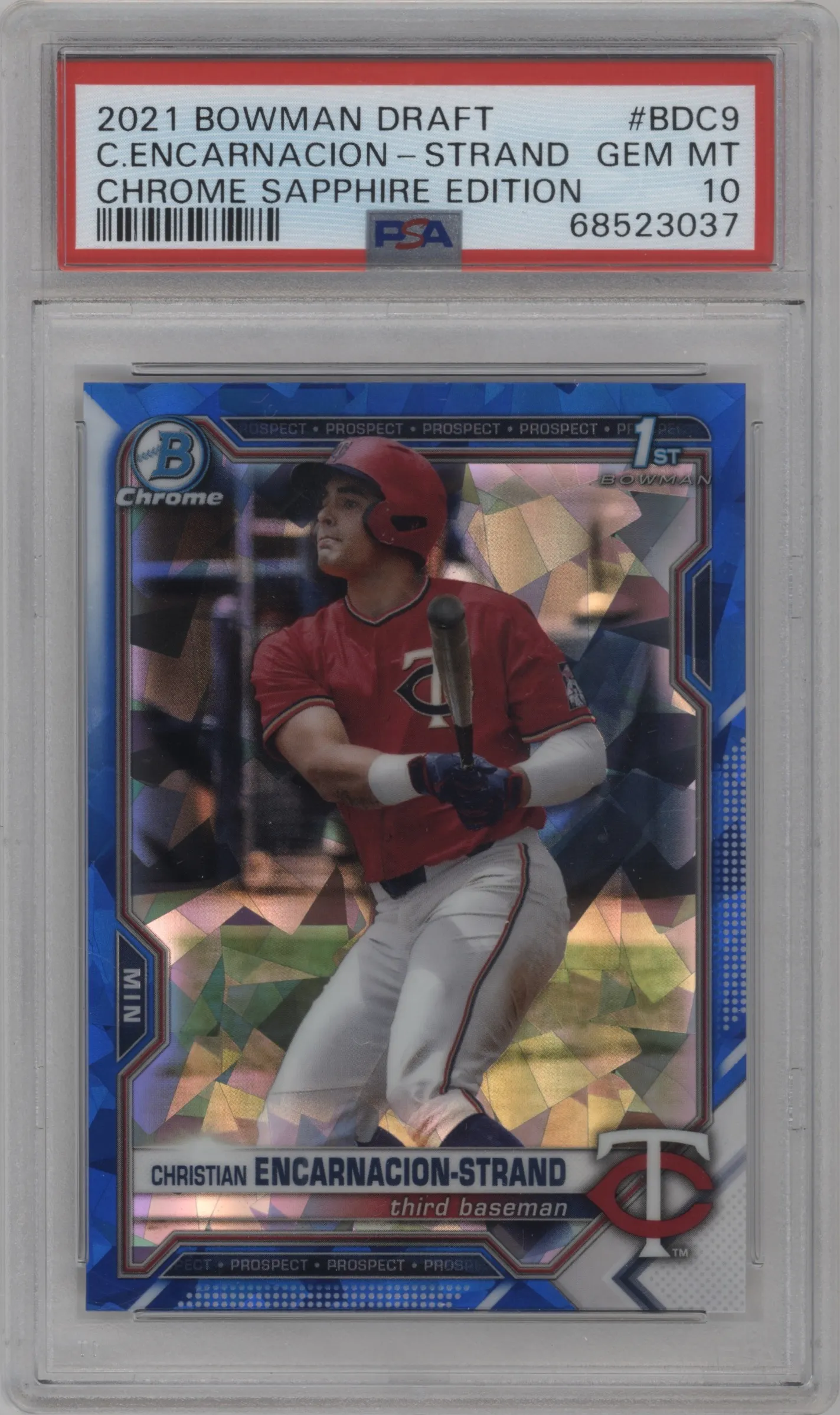 2021 Bowman Draft Sapphire Edition Chrome Christian Encarnacion-Strand #BDC-9 PSA 10