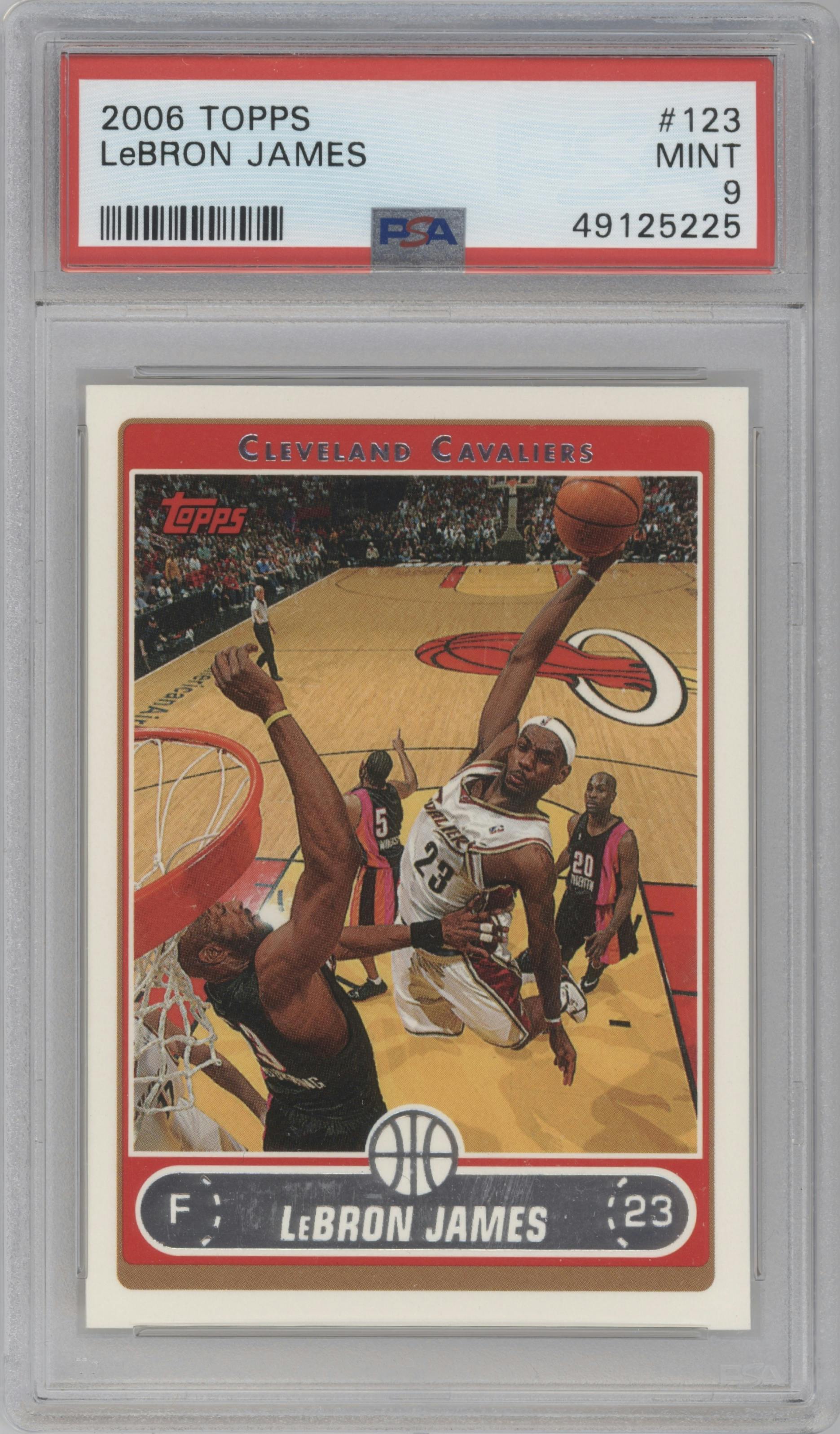 LeBron James from the 2006-07 Topps set graded by PSA and given an overall grade of 9.