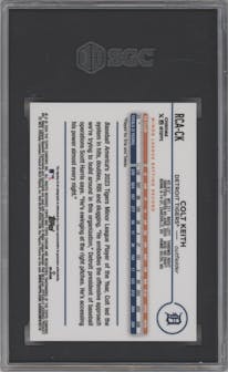 Colt Keith from the 2024 Topps Chrome Logofractor set featuring a Gold Refractor parallel graded by SGC and given an overall grade of 10.