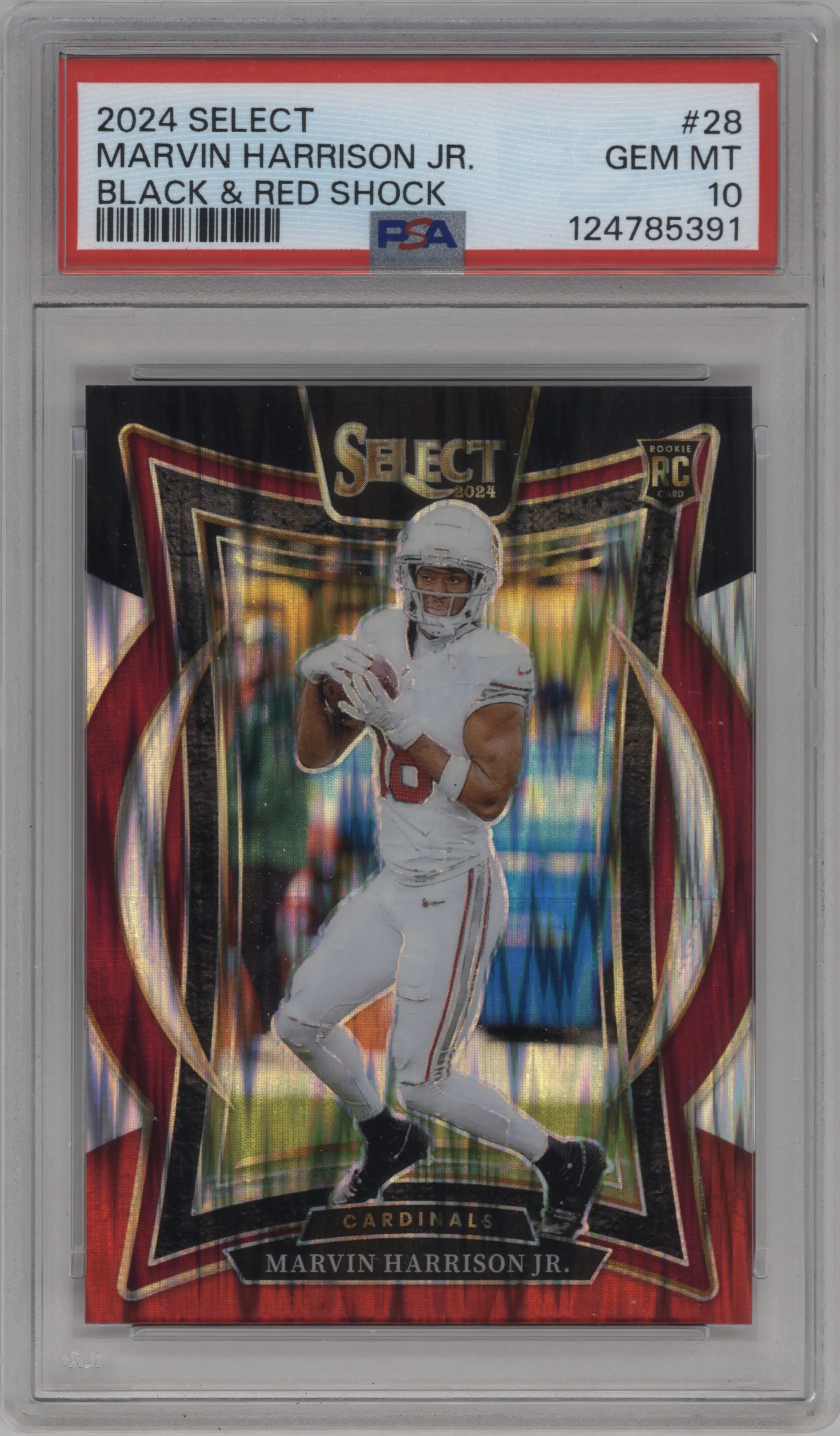2024 Panini Select Marvin Harrison Jr. Black & Red Shock #28 PSA 10