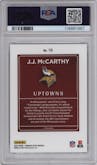 J.J. McCarthy from the 2024 Donruss Optic set graded by PSA and given an overall grade of 10.