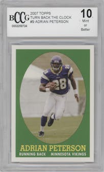 Adrian Peterson from the 2007 Topps  set graded by Beckett and given an overall grade of 10.