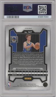Brandin Podziemski from the 2023-24 Panini Prizm set featuring a Pink Ice parallel graded by PSA and given an overall grade of 10.