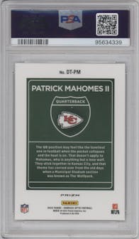 Patrick Mahomes II from the 2022 Panini Donruss Optic set graded by PSA and given an overall grade of 9.