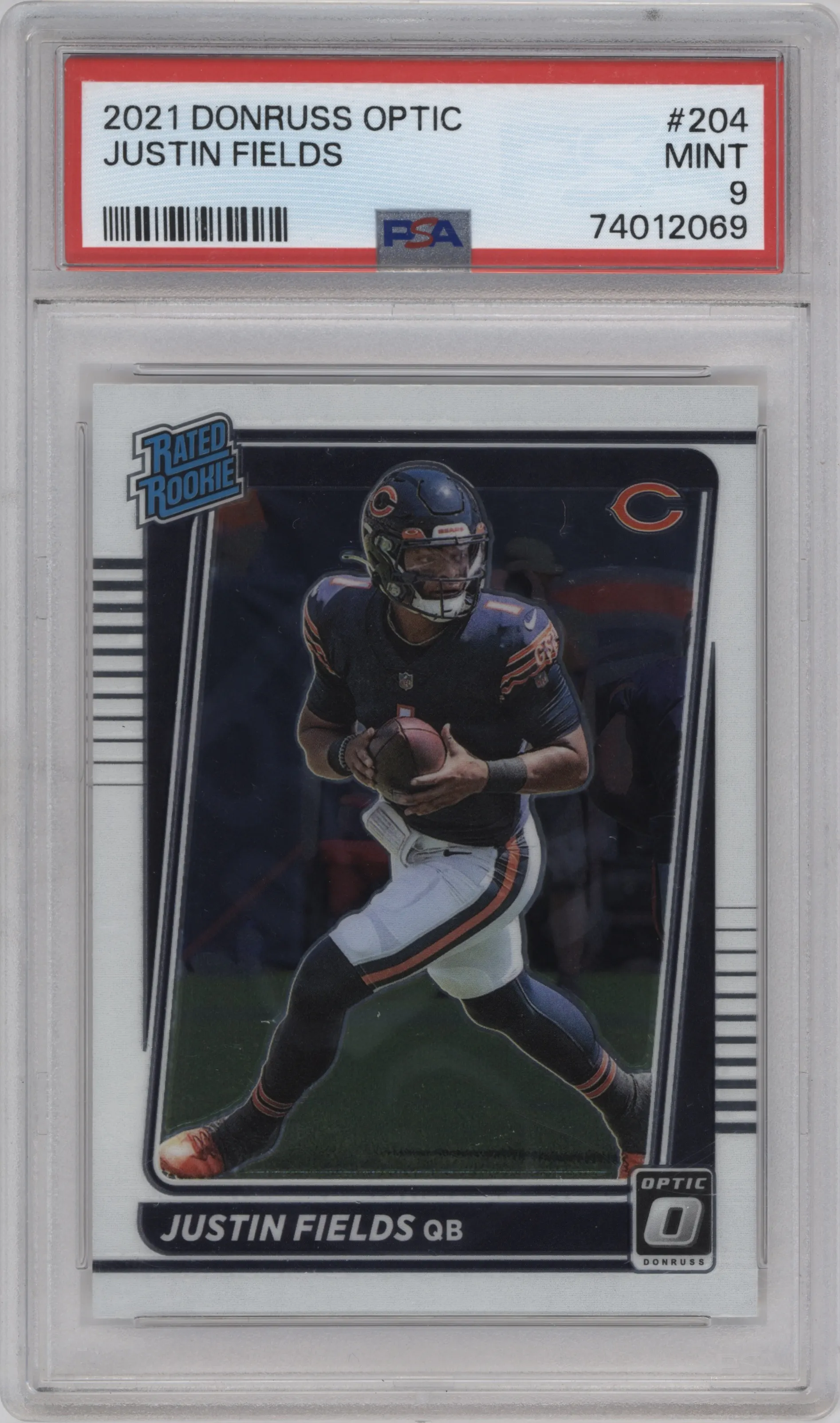 2021 Panini Donruss Optic Rated Rookie Justin Fields #204 PSA 9